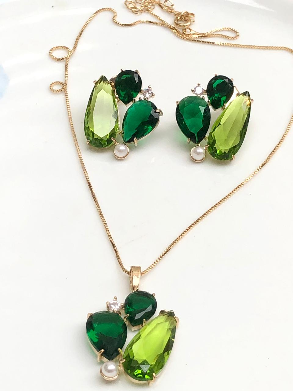 Conjunto Cristais Greenary e Esmeralda