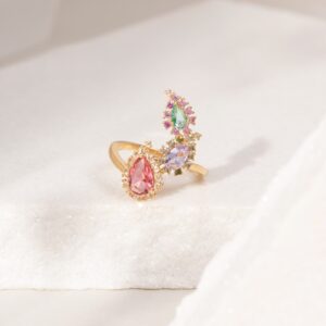 Anél Prisma Dourado Tamanho 17