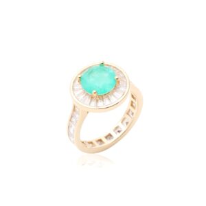 Anel Fusion Turmalina Bordado em Zirconia Baguete Tamanho15