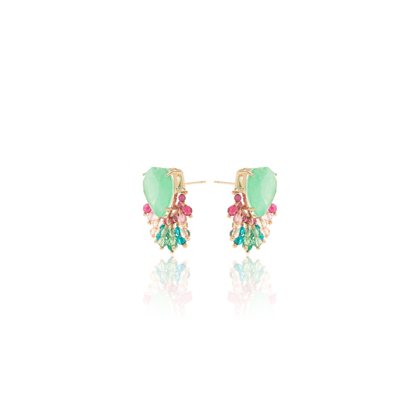 Brinco Coração Esmeralda Colombiana Franja - Imagem 3