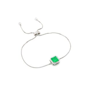 Pulseira em Prata 925 Fusion Esmeralda e Zirconia Branca